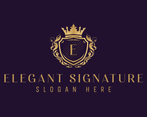 Elegant Royal Crown Shield logo design