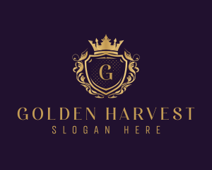 Elegant Royal Crown Shield logo design