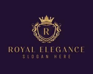 Elegant Royal Crown Shield logo design