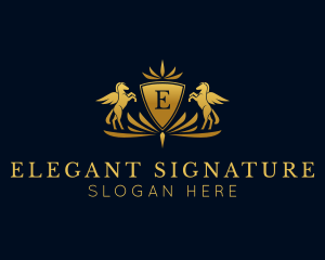 Elegant Pegasus Crest logo design