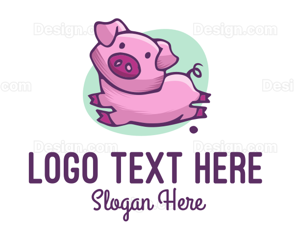 Cute Pink Pig Logo