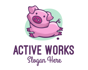 Cute Pink Pig logo design