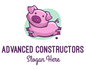 Cute Pink Pig logo design