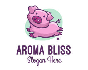 Cute Pink Pig logo design