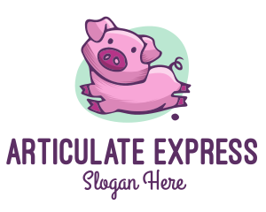 Cute Pink Pig logo design