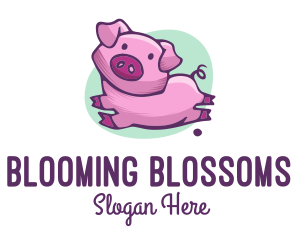 Cute Pink Pig logo design