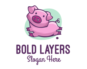 Cute Pink Pig logo design