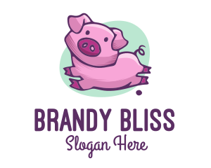 Cute Pink Pig logo design