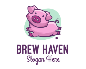 Cute Pink Pig logo design