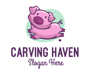 Cute Pink Pig logo design