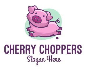 Cute Pink Pig logo design