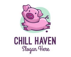 Cute Pink Pig logo design