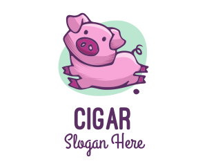 Cute Pink Pig logo design