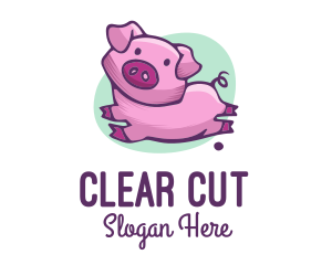 Cute Pink Pig logo design