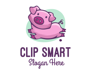 Cute Pink Pig logo design