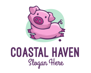 Cute Pink Pig logo design