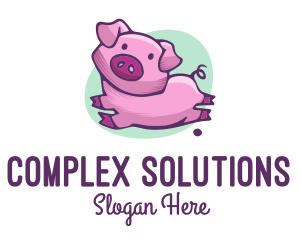 Cute Pink Pig logo design