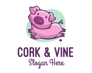 Cute Pink Pig logo design