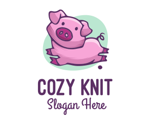 Cute Pink Pig logo design