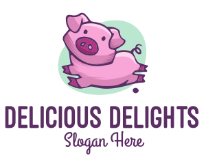 Cute Pink Pig logo design