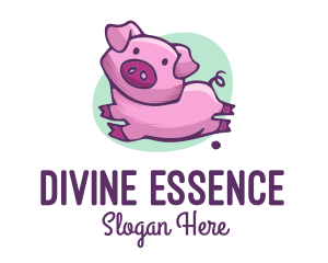 Cute Pink Pig logo design