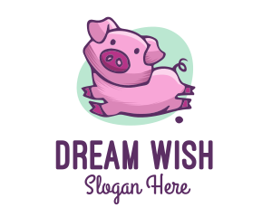 Cute Pink Pig logo design