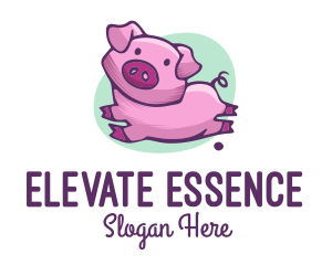 Cute Pink Pig logo design