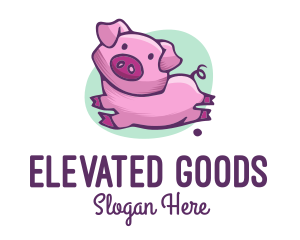 Cute Pink Pig logo design