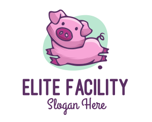 Cute Pink Pig logo design