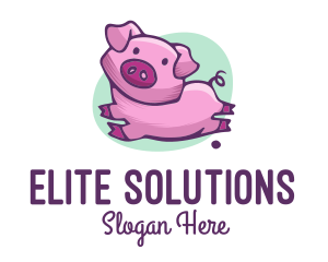 Cute Pink Pig logo design