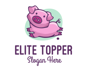 Cute Pink Pig logo design