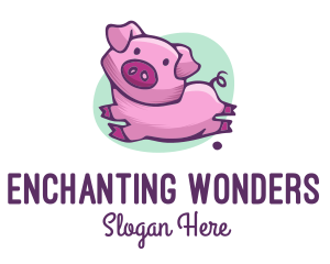 Cute Pink Pig logo design