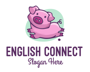 Cute Pink Pig logo design