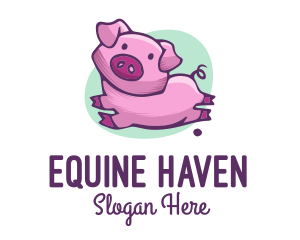 Cute Pink Pig logo design