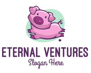 Cute Pink Pig logo design