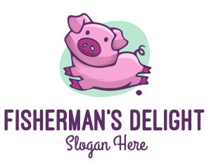 Cute Pink Pig logo design