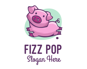 Cute Pink Pig logo design