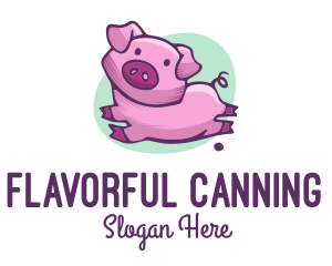 Cute Pink Pig logo design