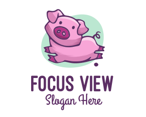 Cute Pink Pig logo design