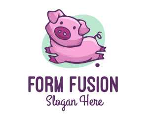 Cute Pink Pig logo design