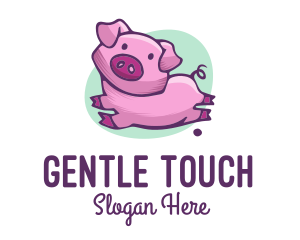 Cute Pink Pig logo design