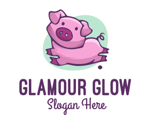 Cute Pink Pig logo design