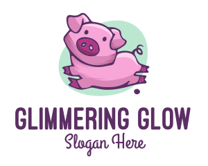 Cute Pink Pig logo design