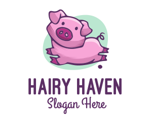 Cute Pink Pig logo design