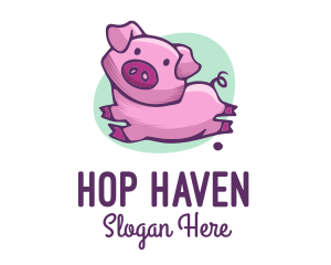 Cute Pink Pig logo design