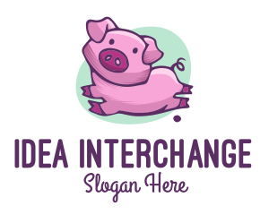 Cute Pink Pig logo design