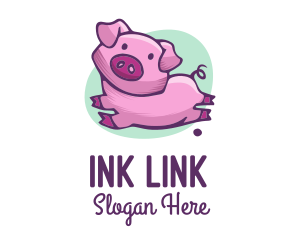 Cute Pink Pig logo design