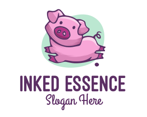 Cute Pink Pig logo design