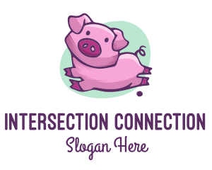 Cute Pink Pig logo design