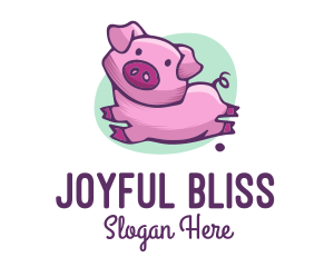 Cute Pink Pig logo design